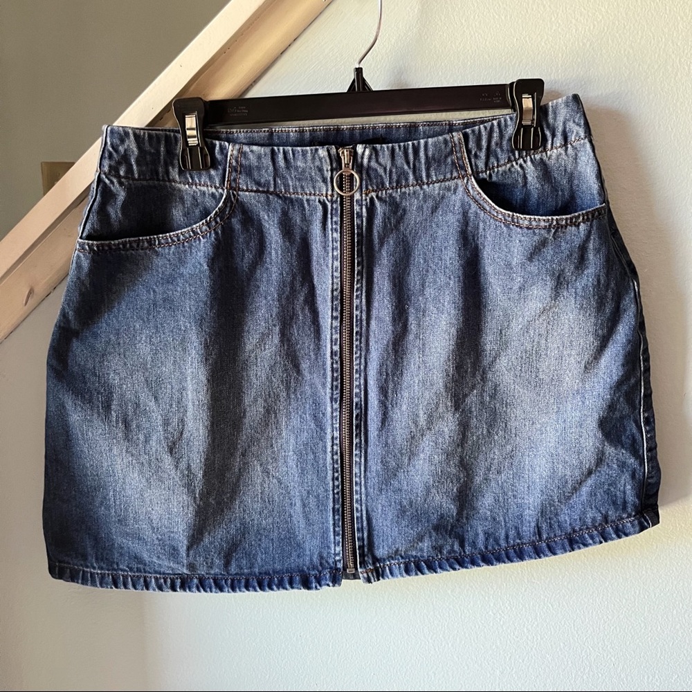 Full-Zip Denim Skirt